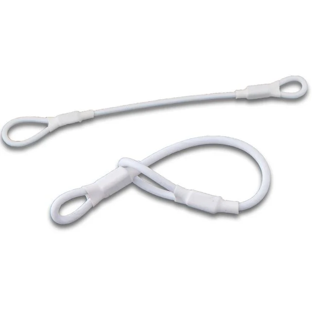 Security Lanyard Double Loop with Plastic Cover White - Image 3